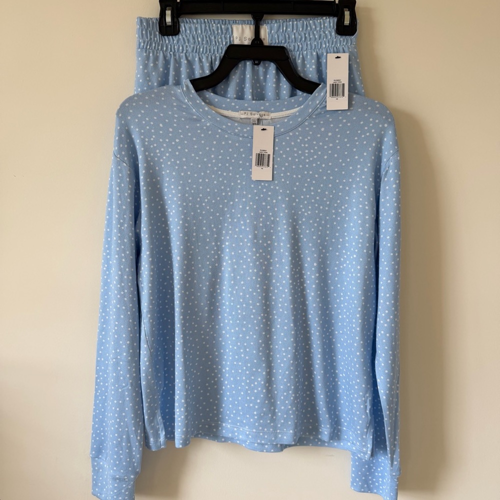 PJ Salvage Long Sleeve Top & Boxer Shorts Pajamas in Blue Size XS NWT